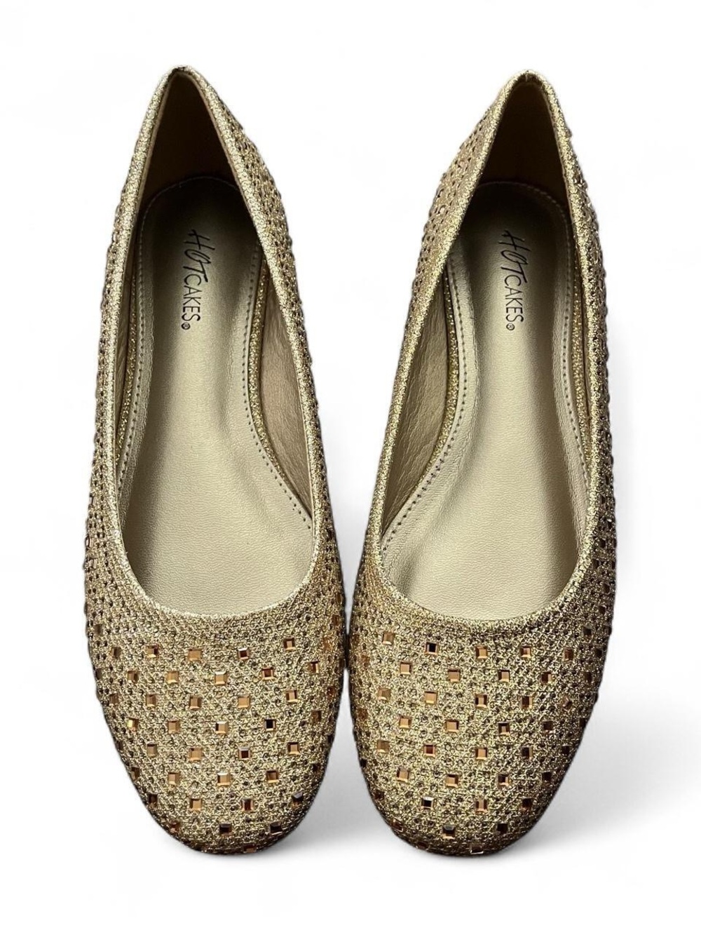 Hot Cakes Gold Bling Flats